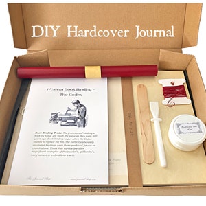 DIY bookbinding kit to make your own journal book diary - with instructions of binding, Make your Book kit, Book Binding Supplies kit