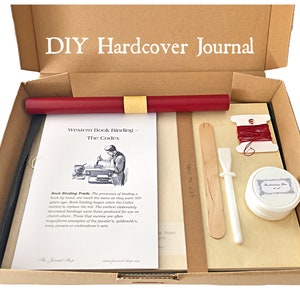 DIY bookbinding kit to make your own journal book diary with instructions of binding, Make your Book kit, Book Binding Supplies kit image 1