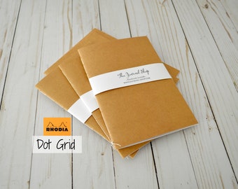 A5 Dot Grid Journal Notizbuch mit Rhodia Papier, stiftfreundliches gepunktetes Insert Set, Bucketlist-Booklet, Füllfederhalternachfüllung