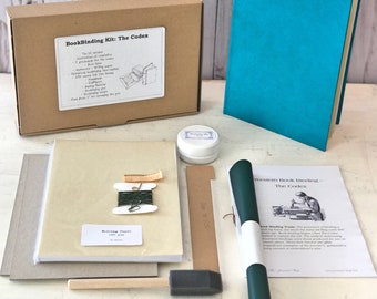 Make your own Journal Kit, Creative Gift to Learn the Bookbinding Arts, Complete Case Book Binding kit Gift Box with instructions & video