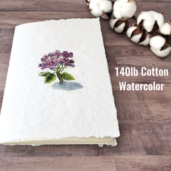 Large Watercolour Lay flat Sketchbook A4 with Fabriano Artistico Cold Pressed & Khadi cover, Soft cover Single Folio Journal gift for Artist