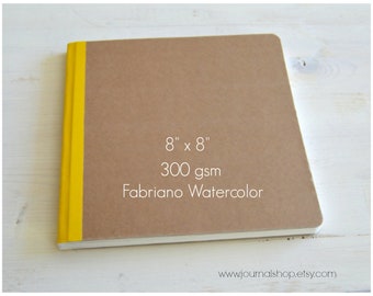 Caderno de desenho quadrado | Caderno em branco para artistas | Presente para artistas de técnicas mistas | Caderno de capa dura com abertura plana 20x20 cm