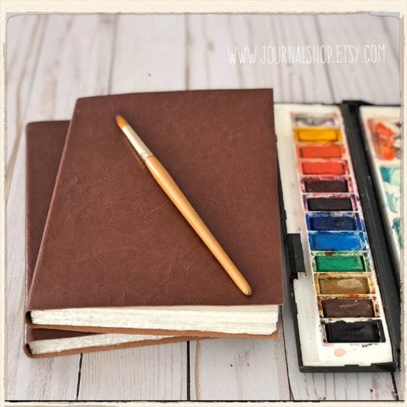 Watercolor Journal Sketchbook With 140lb Cotton Fine Arts Paper Fabriano  Artistico & PL Leather Cover, Softcover Travel Journal Artist Gift 