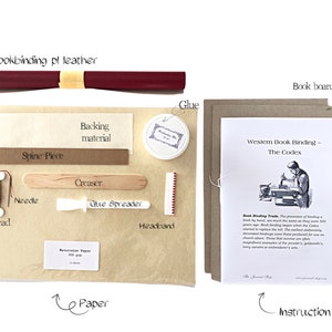 DIY bookbinding kit to make your own journal book diary with instructions of binding, Make your Book kit, Book Binding Supplies kit image 4