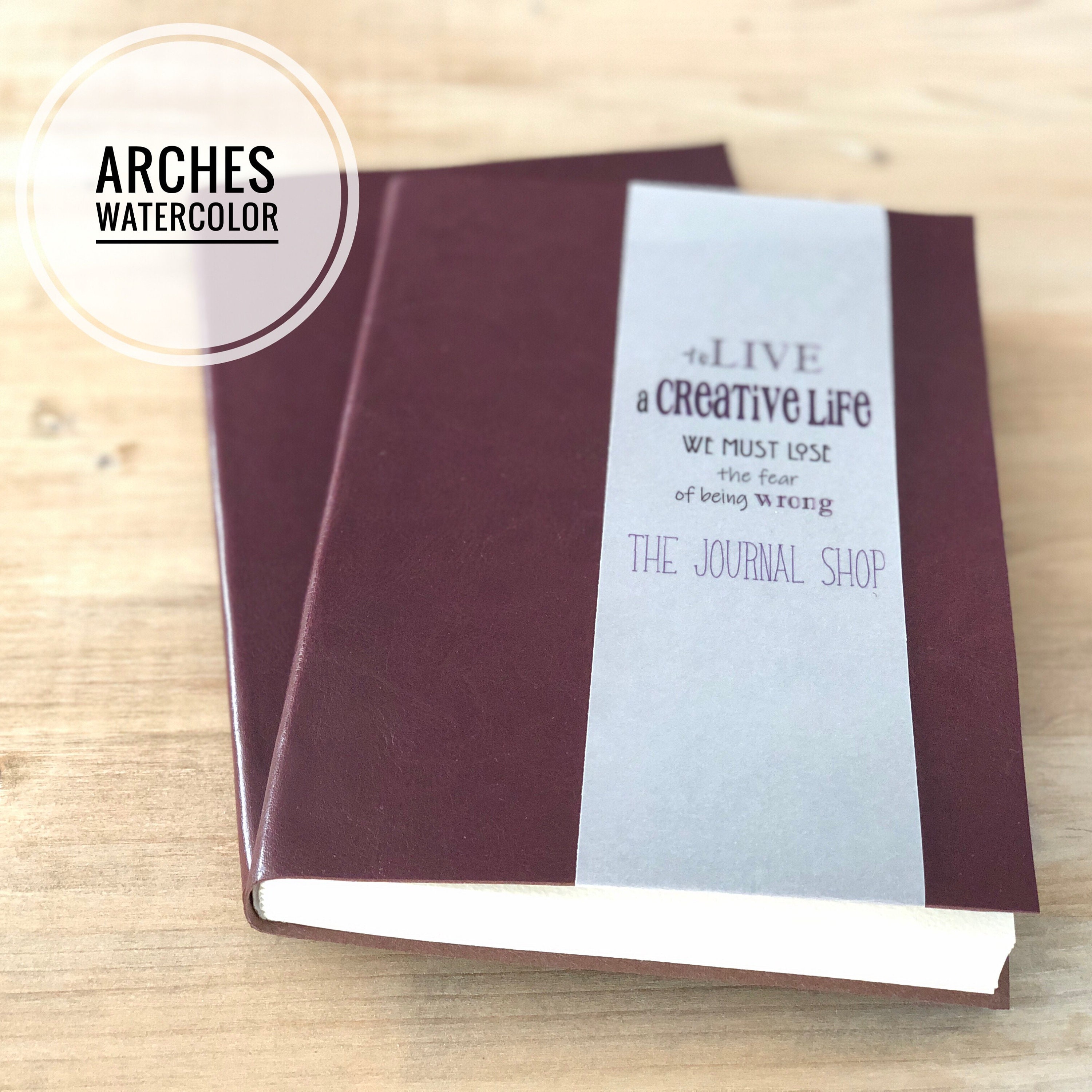 Thick Watercolor Travel Journal Sketchbook with 140 lbs(300 gsm) Fabriano  Artistico Cotton Paper & Pl Leather