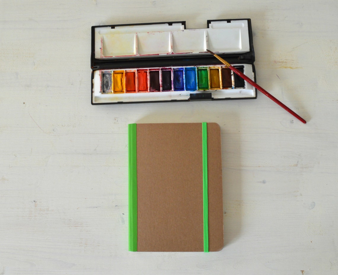 140lb Watercolor Sketchbook With Elastic Band Hardcover Etsy