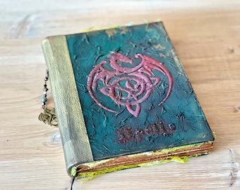 Dragon Grimoire DnD Journal Spellbook Diary Gift, Celtic Fantasy Art Book of Shadows, Sorcerer Art Witchy book of Spells, Magic Notebook