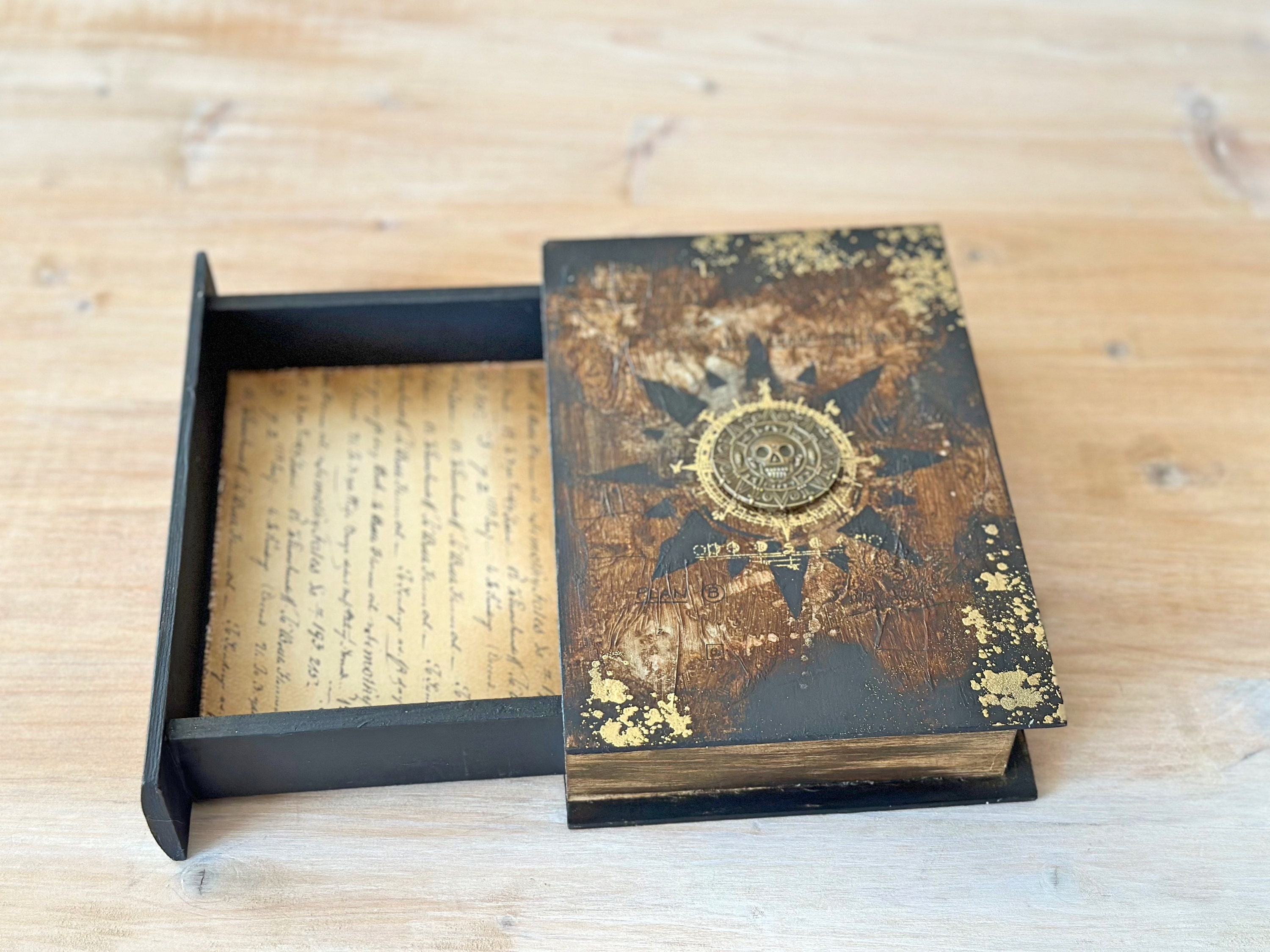 Pages De Garde Cahier Mathi Boîte de livre nautique pirate avec tiroir secret étui à - Etsy Canada