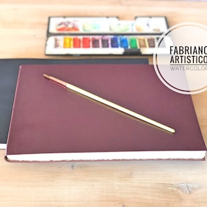Grande taccuino in pelle Pl con carta per acquerello in cotone in formato orizzontale, diario botanico da viaggio con copertina morbida, carta per belle arti Fabriano