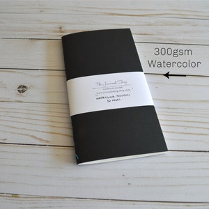 Quaderno da disegno per viaggiatori con acquerello nero, inserto TN con scelta di carta per acquerello Supreme da 300 mq o 190 gsm, quaderno per artisti