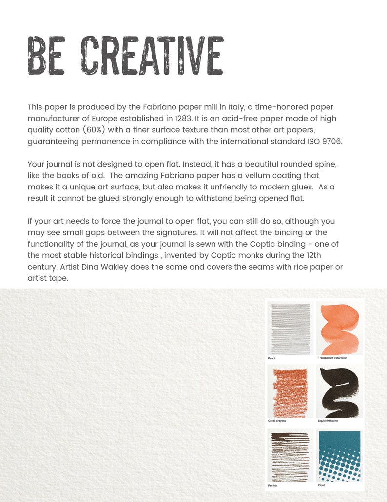 May include: A close-up of a textured white paper surface with a caption that reads "BE CREATIVE". The image also shows a variety of different art supplies, including pencils, crayons, watercolor, and ink.