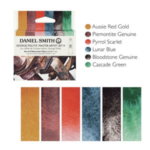 Ensemble aquarelle Daniel Smith Ensemble maître George Politis II, 6 tubes de peinture d&#39;artiste professionnel, cadeau d&#39;art créatif pour dessinateurs urbains