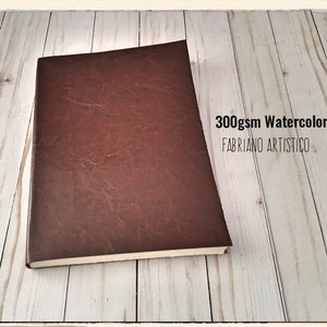 Groot aquarel schetsboek PL lederen dagboek met 140 lb Fabriano Artistico katoen, schone kunsten blanco boek, reisdagboek cadeau voor kunstenaar