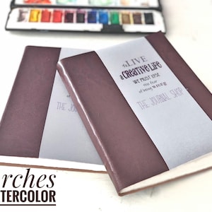 Arches Cotton Watercolor Journal Sketchbook, Fine Arts Paper Travel Journal, Artist blank book, Small Softcover Journal Book Gift for Artist