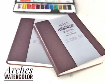 Arches Cotton Watercolor Journal Sketchbook, Fine Arts Paper Travel Journal, Artist blank book, Small Softcover Journal Book Gift for Artist