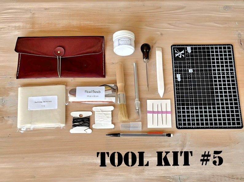 Bookbinding Tool Kit, Gift set for bookbinders, Booklover tool kit, Essential book binding supplies & tools, DIY Journal Make your own book Tool Kit 5