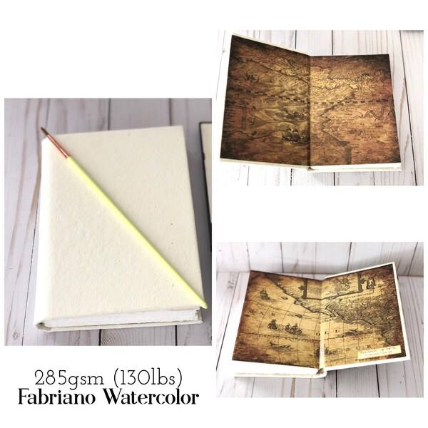 Hardcover Artist Watercolor Sketchbook, Organic Travel Journal Notebook, Art Journal Blank Book with 130lbs Fabriano Cotton Blend Fine Arts
