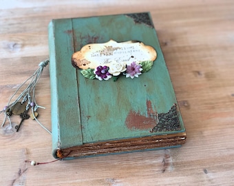 Vintage Diary Junk Journal Book with Decorated Pages, Wedding Scrapbook Guestbook Album Happily Ever After Memoir Photo Book, Gift for her