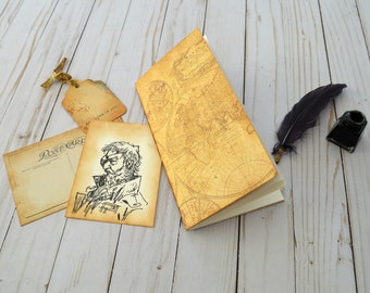 Travelers Notebook Journal Insert with Pockets, Journaling Cards and Watercolor Paper, MTN Refill, Drawing Sketchbook Gift for Artist