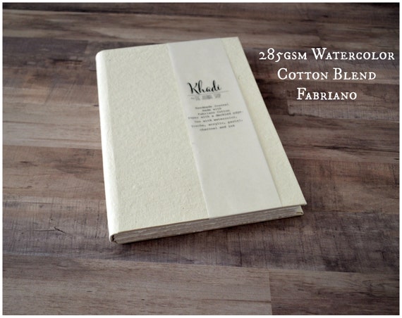Cotton Watercolor Hardcover Sketchbook, Organic Travel Notebook, Artist Blank Book, Art Journal with 285 gsm (130 lbs) Fabriano Cotton Blend