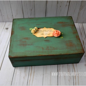 Caja de fotos de tarjeta de boda, felizmente para siempre caja de recuerdos vintage grande, cofre rústico de los viejos tiempos, caja de madera de aniversario, cofre grande para ella