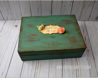 Wedding Card Photo Box, Happily Ever After Large Vintage Keepsake Box, Old Times Rustic Chest, Anniversary Wooden Box, Large chest for her