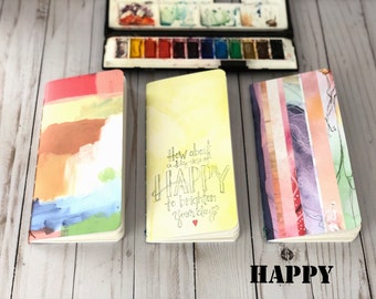Set of 3 Watercolor Journals, Travelers Notebook Refill, Pocket Sketchbook Gift for artist, Small Drawing notebook Regular TN insert booklet