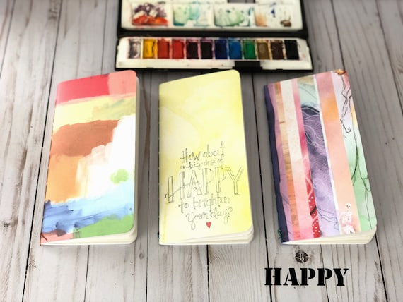 Set of 3 Watercolor Journals, Travelers Notebook Refill, Pocket Sketchbook  Gift for Artist, Small Drawing Notebook Regular TN Insert Booklet 