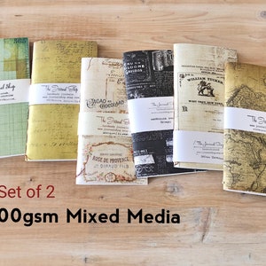 Set of 2 Watercolor Journals with 300gsm Fabriano paper, Travelers Notebook TN Insert Refill, Pocket Journal Sketchbook, Gift for Artists