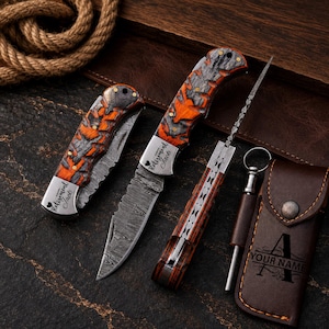 Handmade Damascus pocket knife, folding knife, Anniversary Gift for him, Birthday gift, Personalized gift, Gifts for husband, Groomsmen gift
