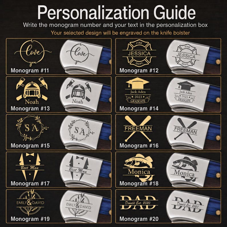 Priority Processing | Custom Monogram Engraving & Fast Shipping for Knives image 3