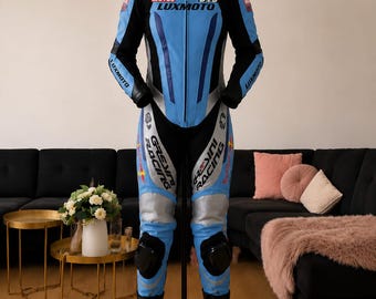 Custom Handmade Cowhide Leather Motorcycle Racing Suit, Protective Biker Armor Gear
