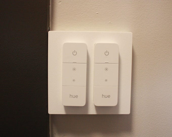 Featured listing image: ZiyaDock™ Screwless Philips Hue V2 Dimmer Wallplate – 2-Gang Decora Compatible Dual Remote (RR)
