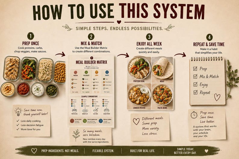 ADHD Meal Prep System | Mix & Match Flexible Guide (printable PDF) - Etsy