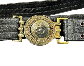 Vintage Scouts De Mexico Siempre Listos messing riemgesp en riem