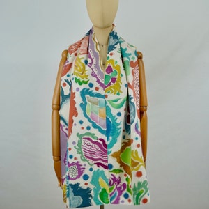 Vintage silk kimono Scarf, Abstract painting in the submarine.