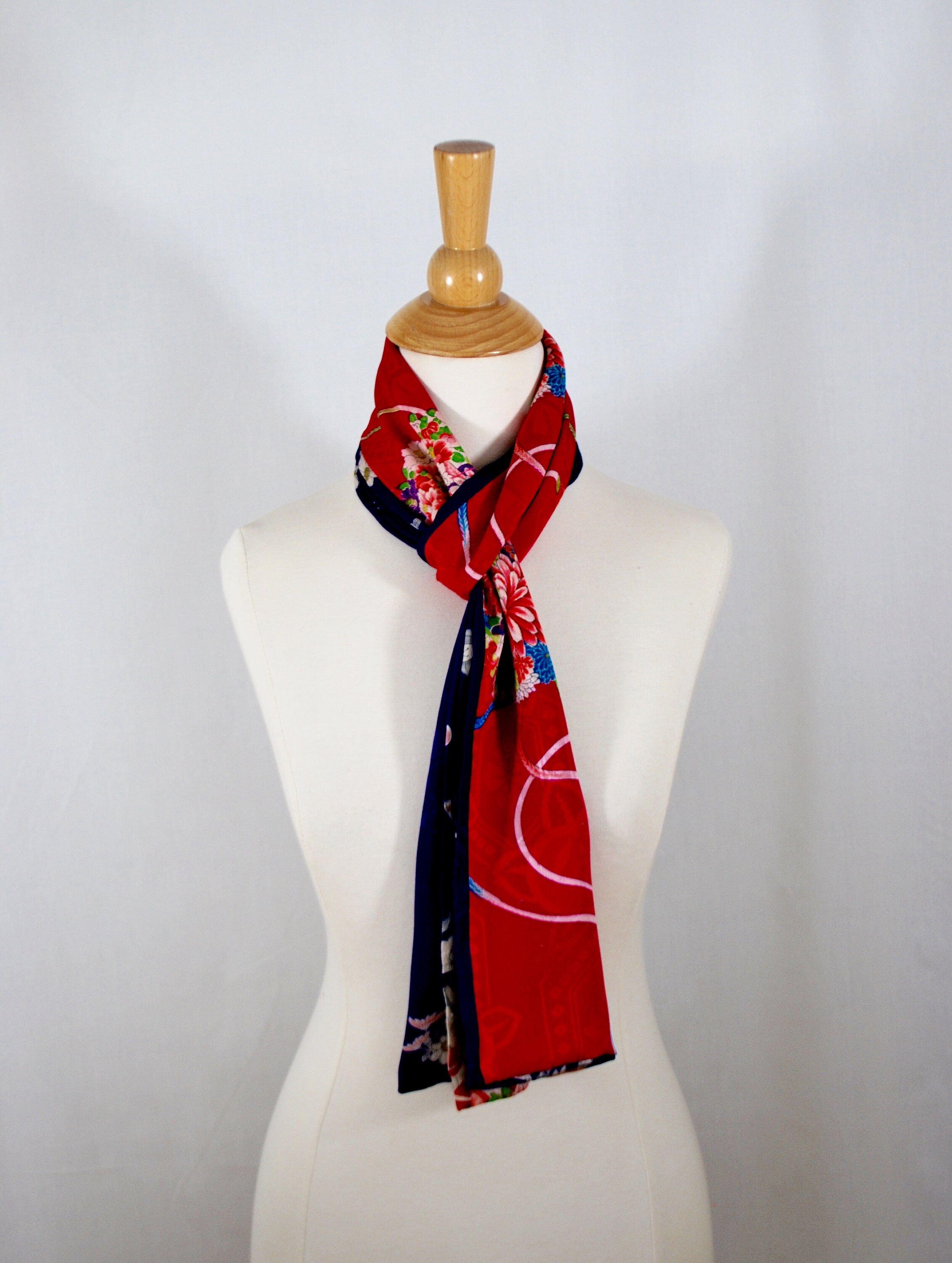 Bufanda de tejido de kimono de seda vintage con patrón floral | Etsy