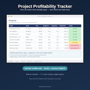 Herramienta de seguimiento de rentabilidad de proyectos y cálculo de costes por tiempo de autónomos (Excel, Google Sheets)