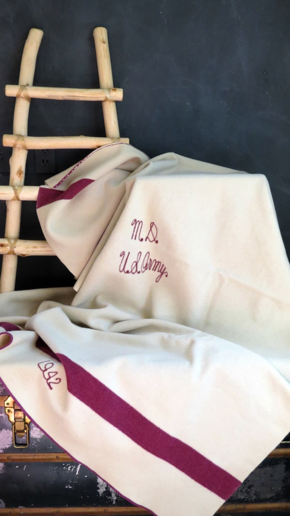 Vintage Army Blanket. Wool Army Blanket. 1940's era. Army Etsy