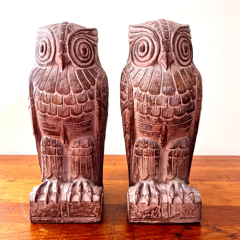 Mid Century Library of Congress Owl Bookends, Art Deco Style image 1