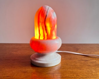 Art Deco Alabaster Red Marbled Table Lamp