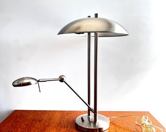 Post Modern Mushroom Desk Lamp -Two bulbs and articulating halogen light.