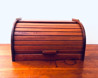 Mid Century Goodwood Teak Tambour Breadbox