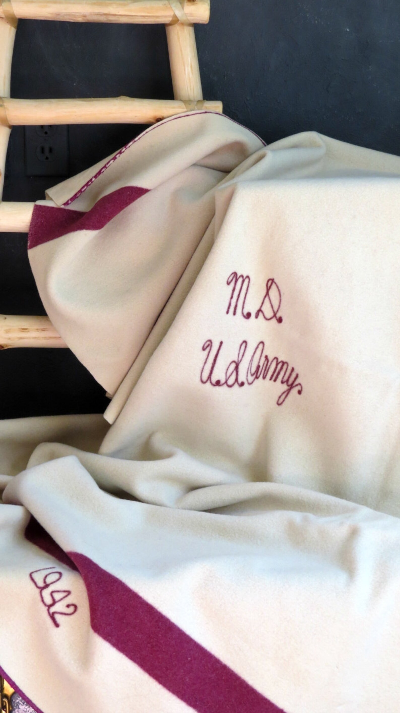 Vintage Army Blanket. Wool Army Blanket. 1940's era. Army Etsy