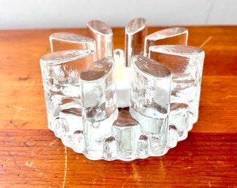 Tea Light Holder and Coffee pot warmer by Glasdesign Georgshütte Art Glass from West Germany, Bel Mondo, Scandinavian Finland