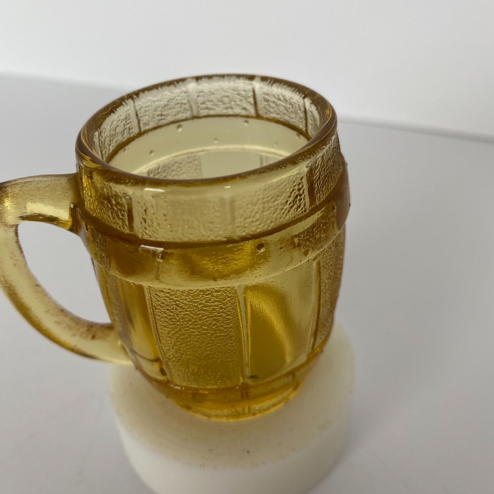 Yellow Depression glass Beer barrel mug shot glass Etsy