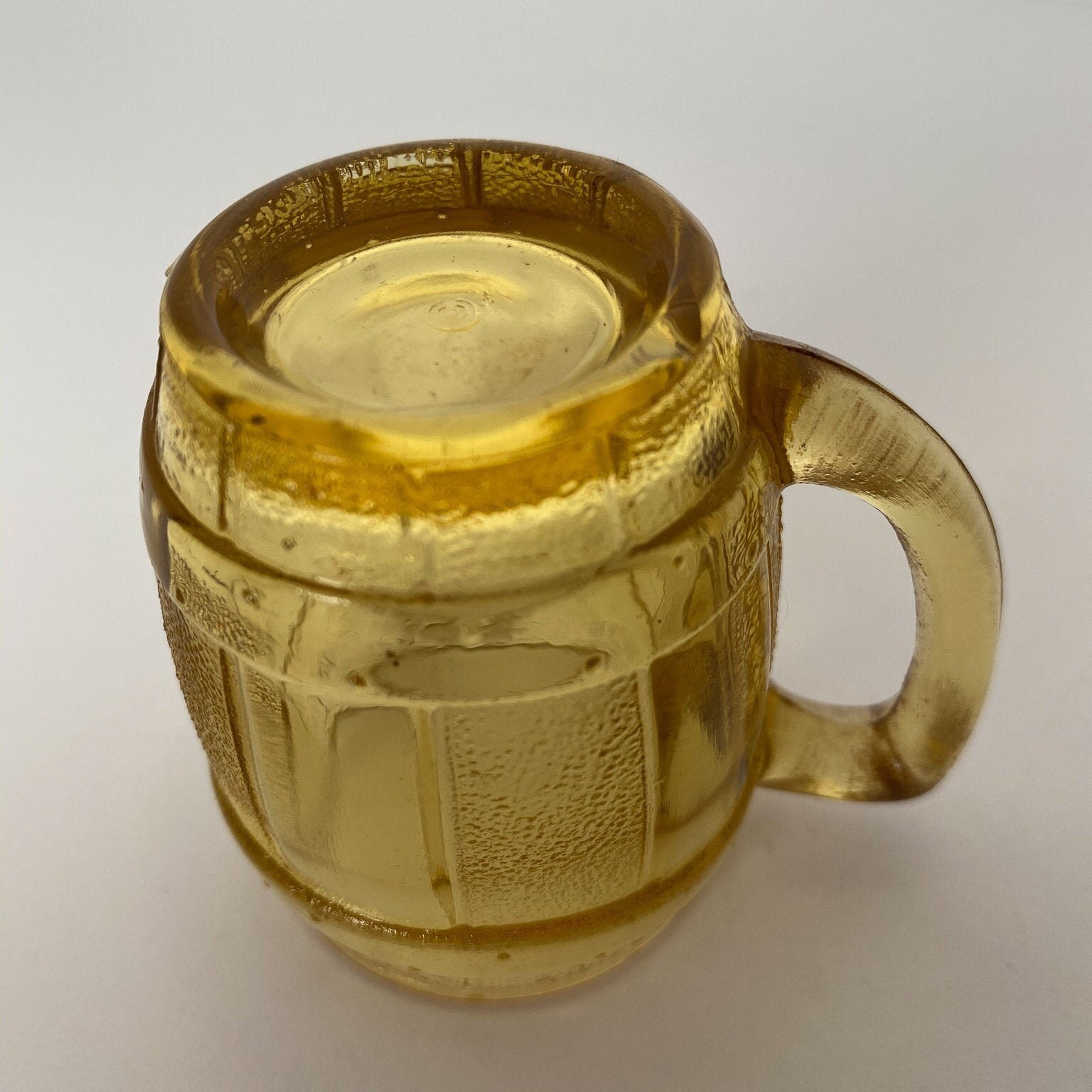 Yellow Depression glass Beer barrel mug shot glass Etsy