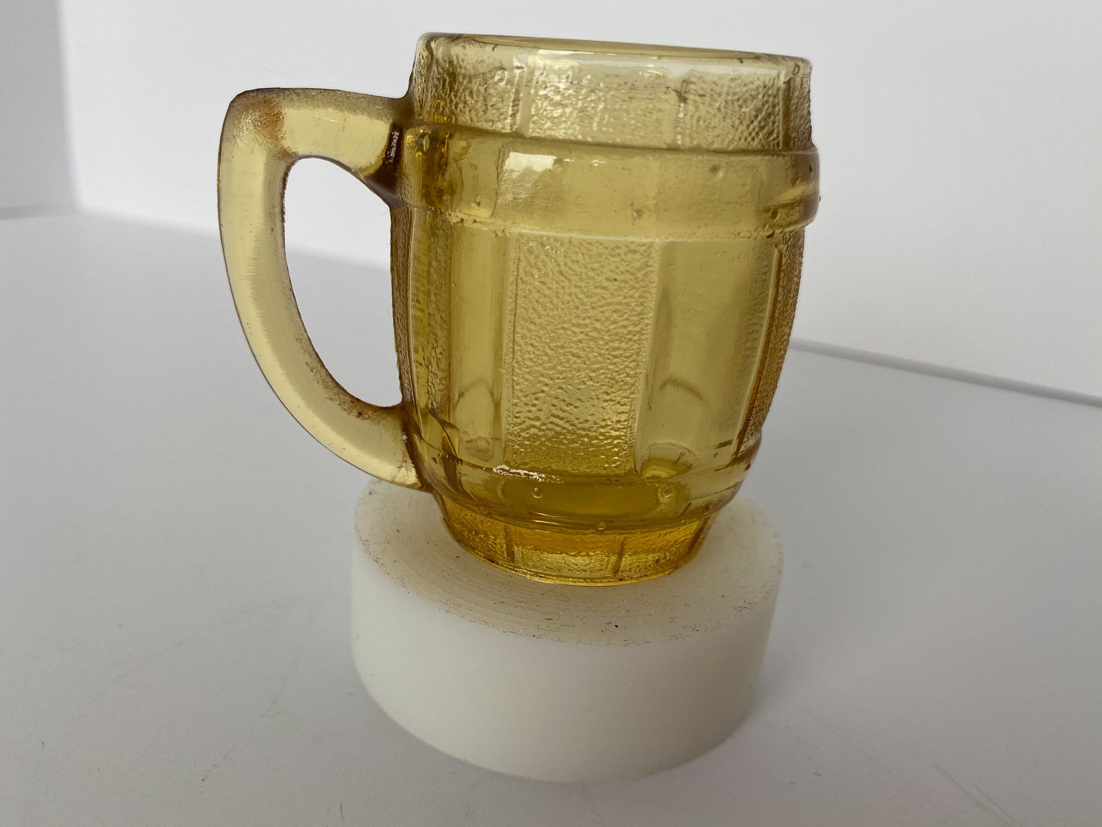 Yellow Depression glass Beer barrel mug shot glass Etsy