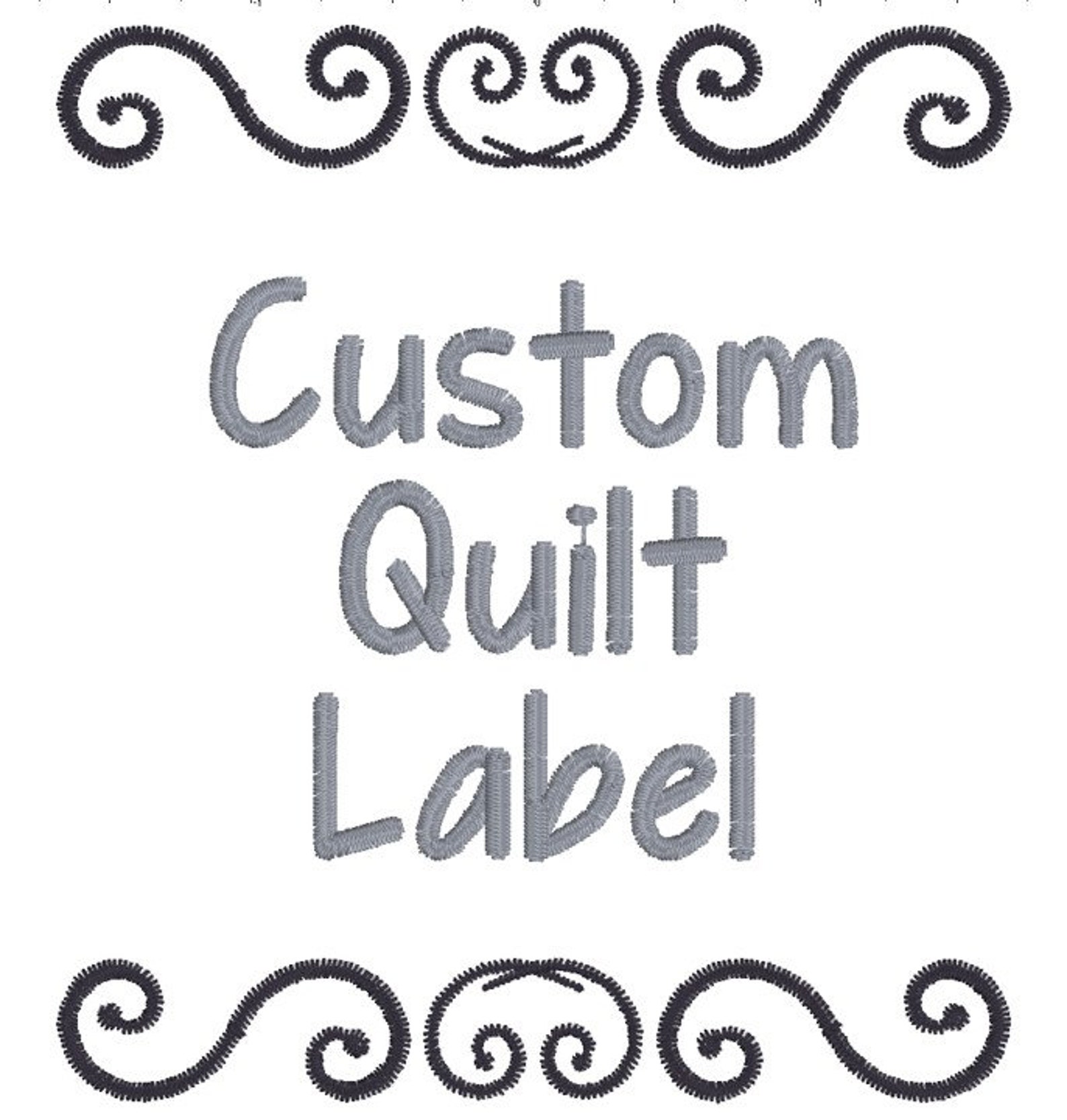 Custom Embroidered Quilt Label With Swirl Borders Etsy