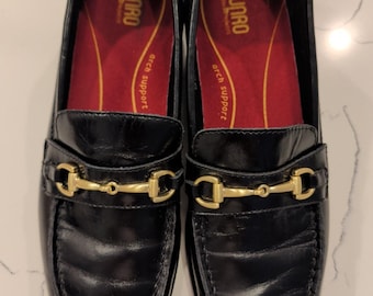 Munro Gryffin Black Leather Bit Loafers Women’s Size 12 N Narrow Arch Support